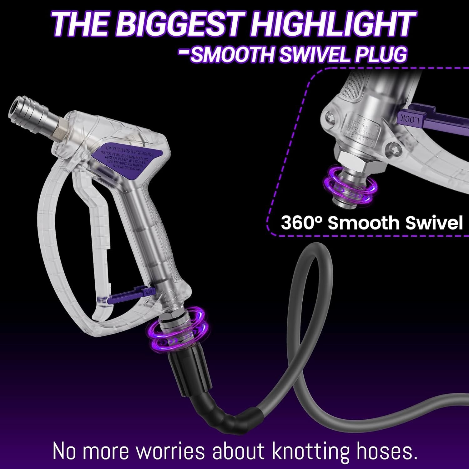 Short Pressure Washer Gun, Swivel Power Washer Gun 4060 PSI, Stubby Pressure