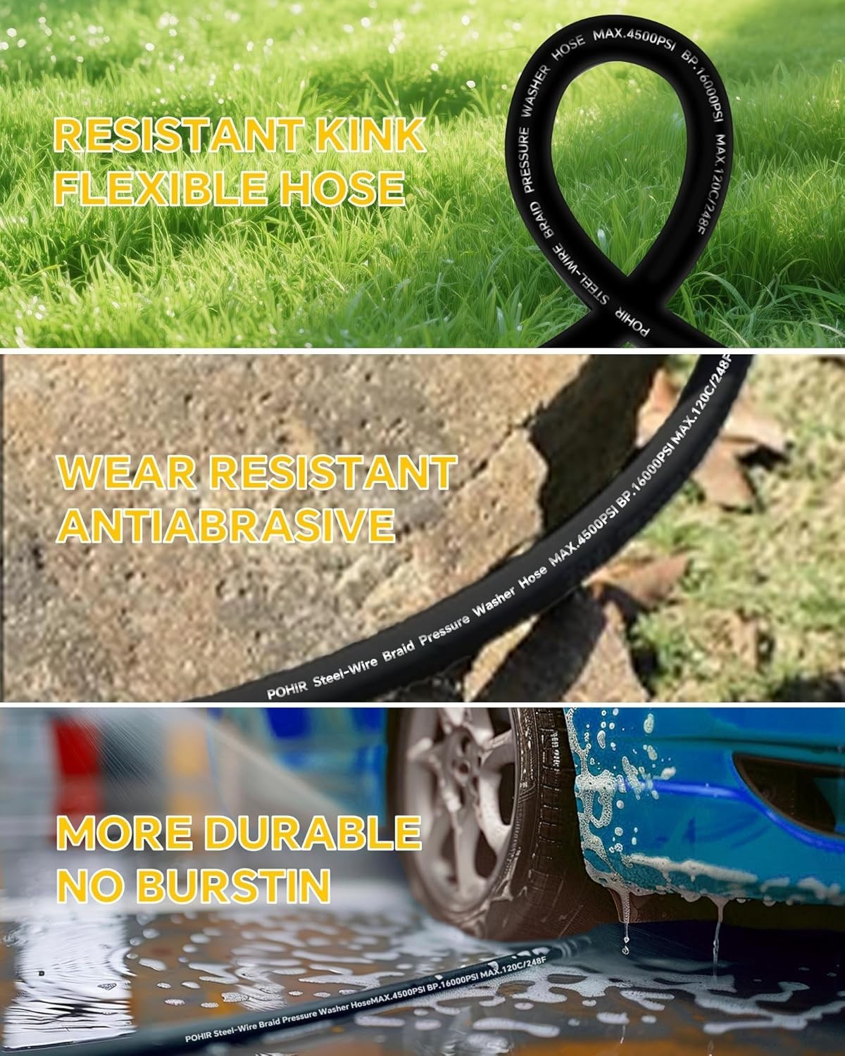 Industrial Grade 3/8′ Pressure Washer Hose 25ft – High Performance & Flexibility