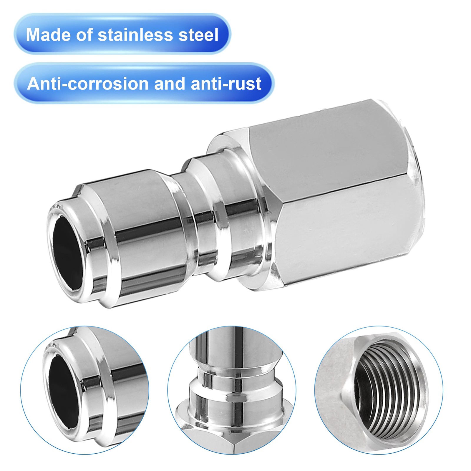Pressure Washer Coupler, 1/4 Inch Quick Connect Plug to 1/4 Inch Female NPT F…