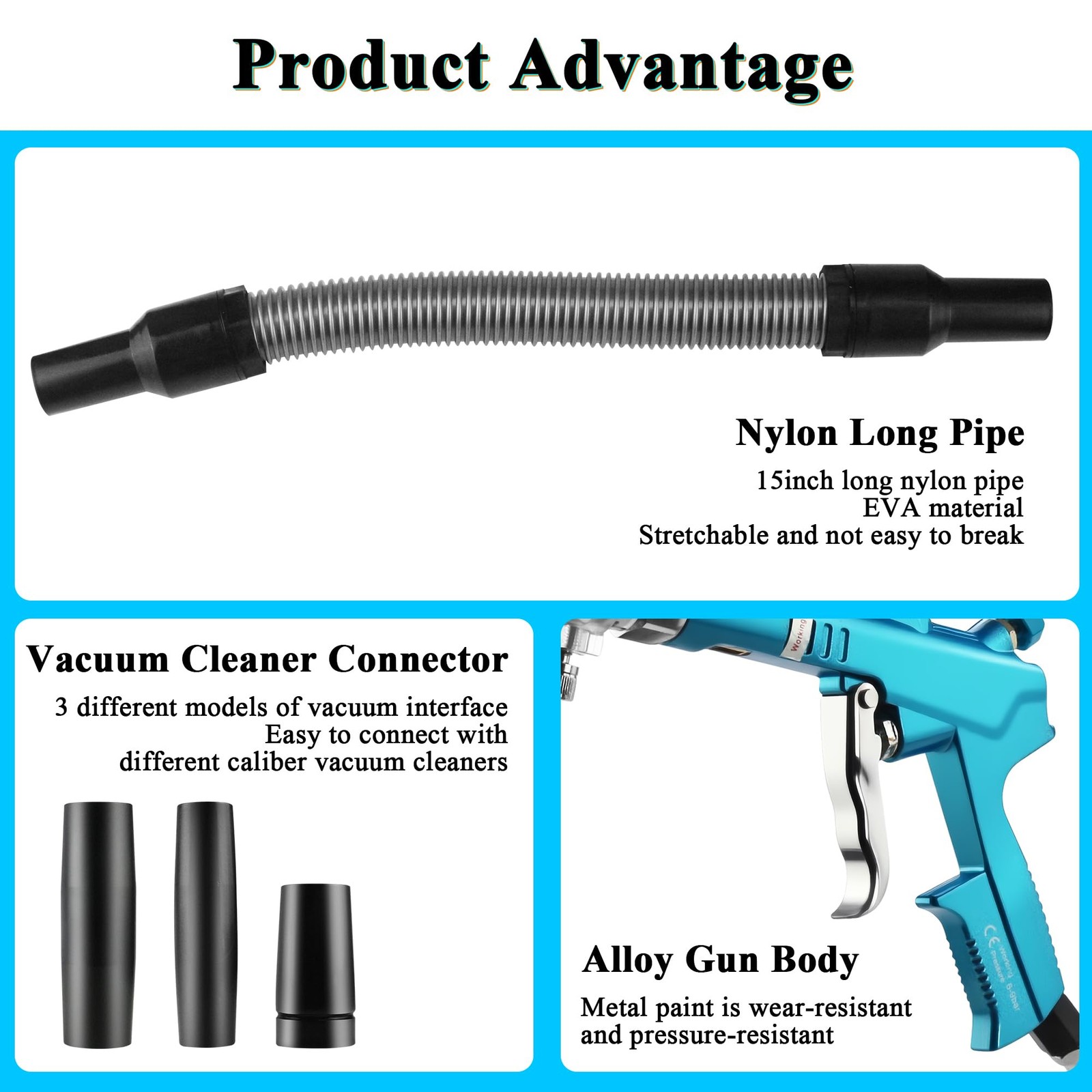 2-in-1 Car Detailing Air Blow Gun & Vacuum with Adjustable Nozzle for Cleaning