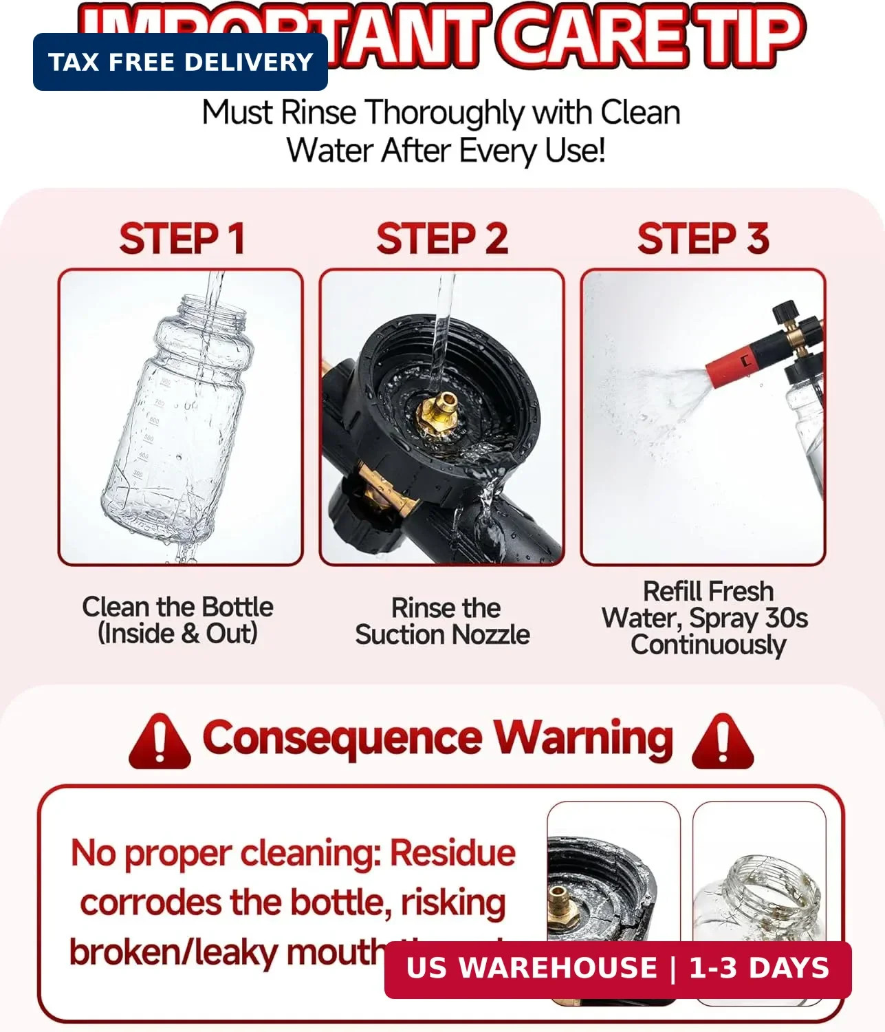 Foam Cannon for Pressure Washer with 1/4″ Quick Connector, Wide Mouth Foam Canno