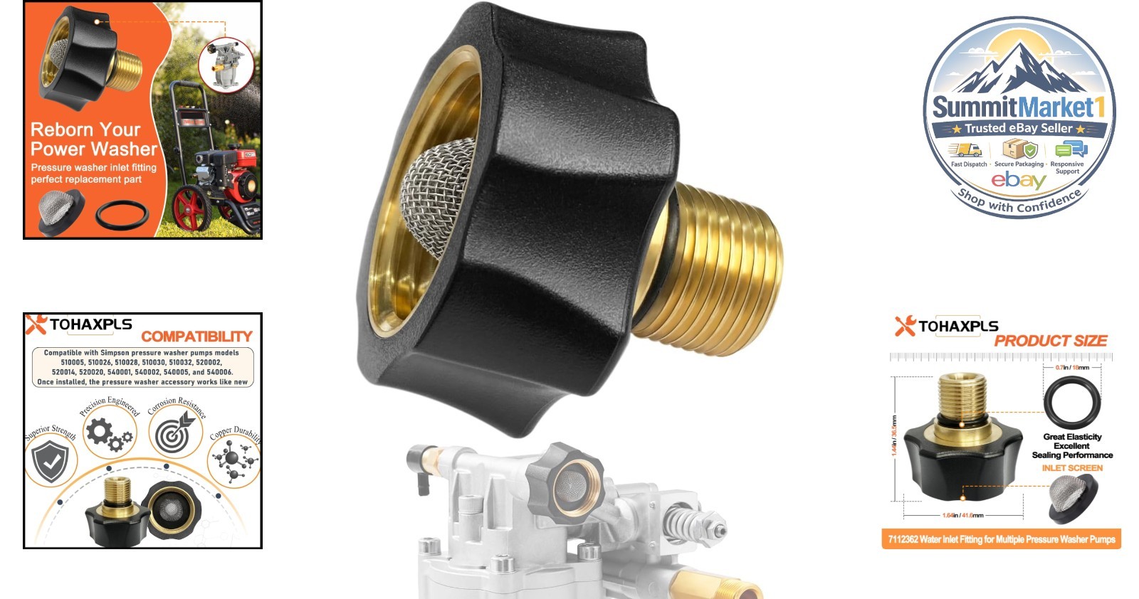 Water Inlet Fitting 7112362 Pressure Washer Pump Part