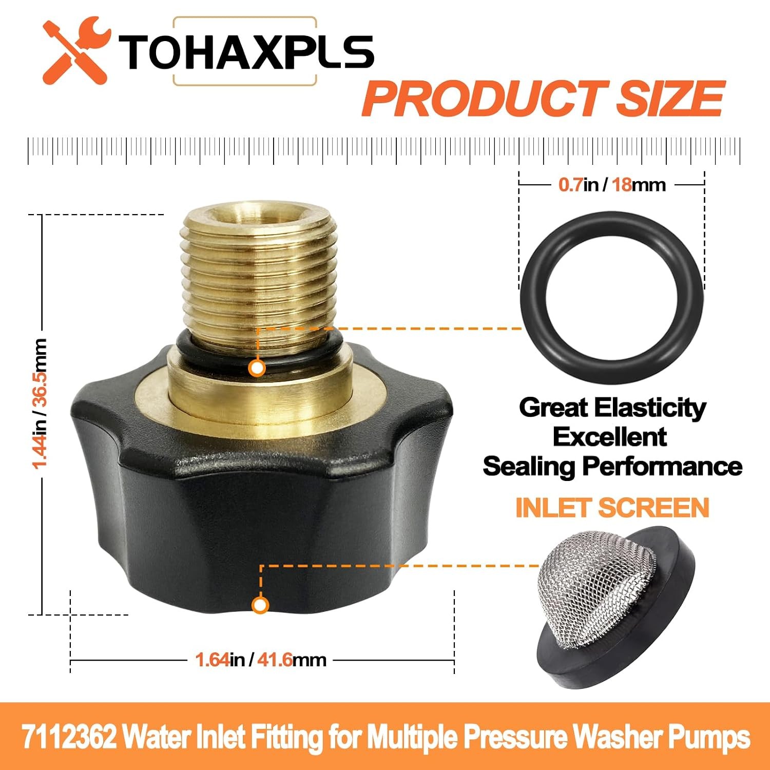 7112362 Water Inlet Fitting for Simpson Pressure Washer Pump Parts, Fits Multipl