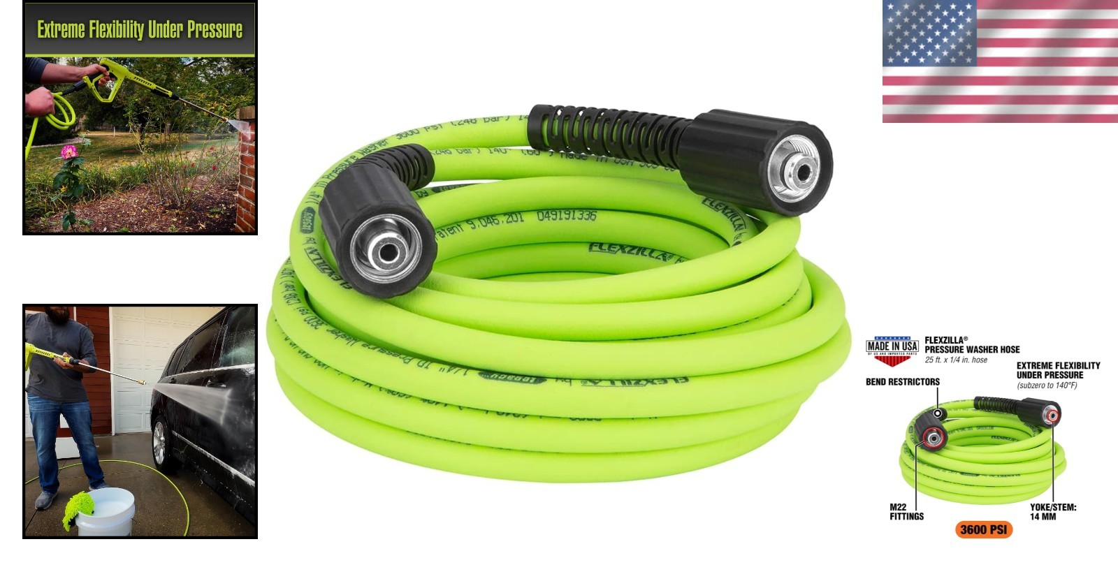 Flex Hybrid Polymer 3600 PSI 25′ Pressure Washer Hose