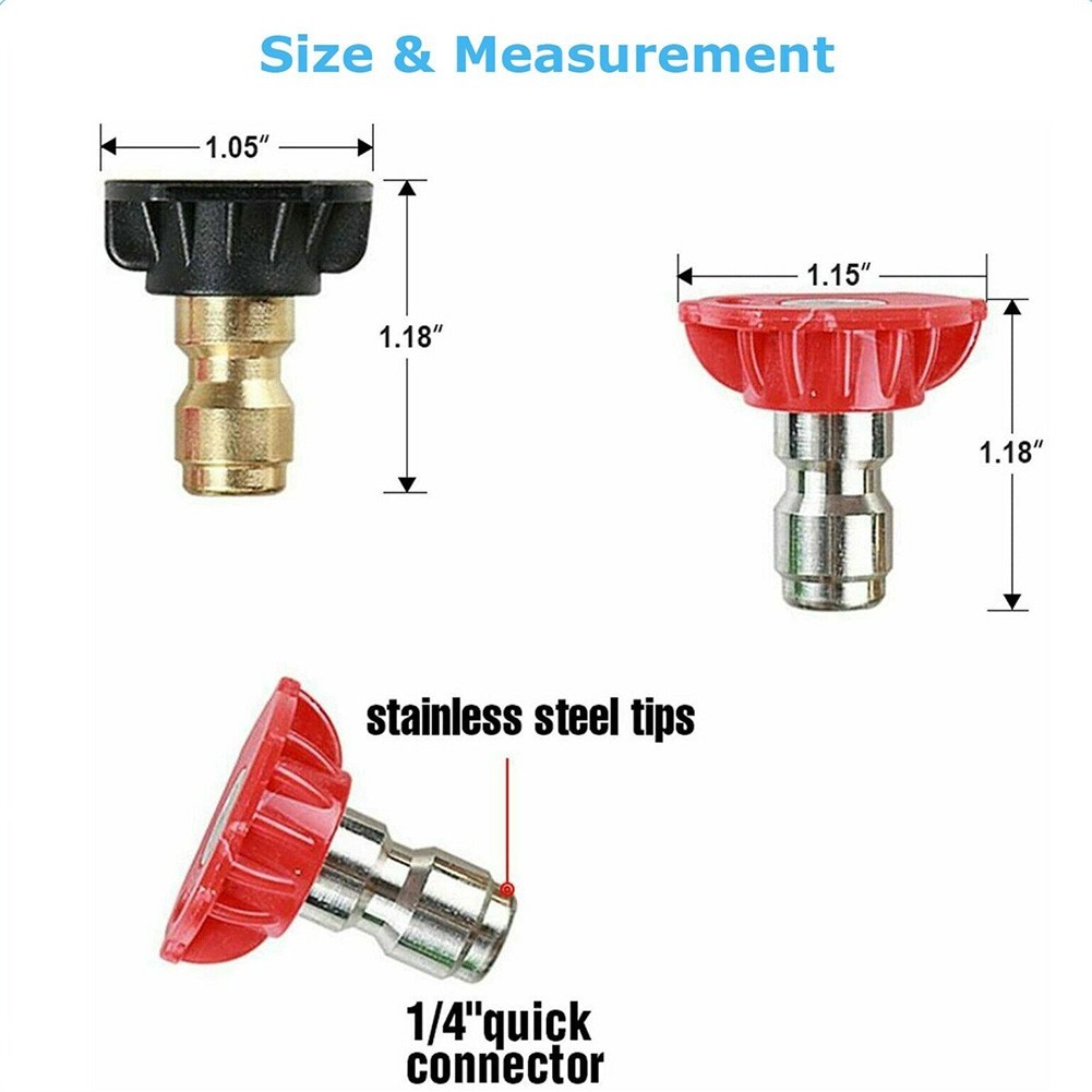 Spray Nozzle Tips 0 15 25 40 Degree 1/4” Male Thread Multiple Degree