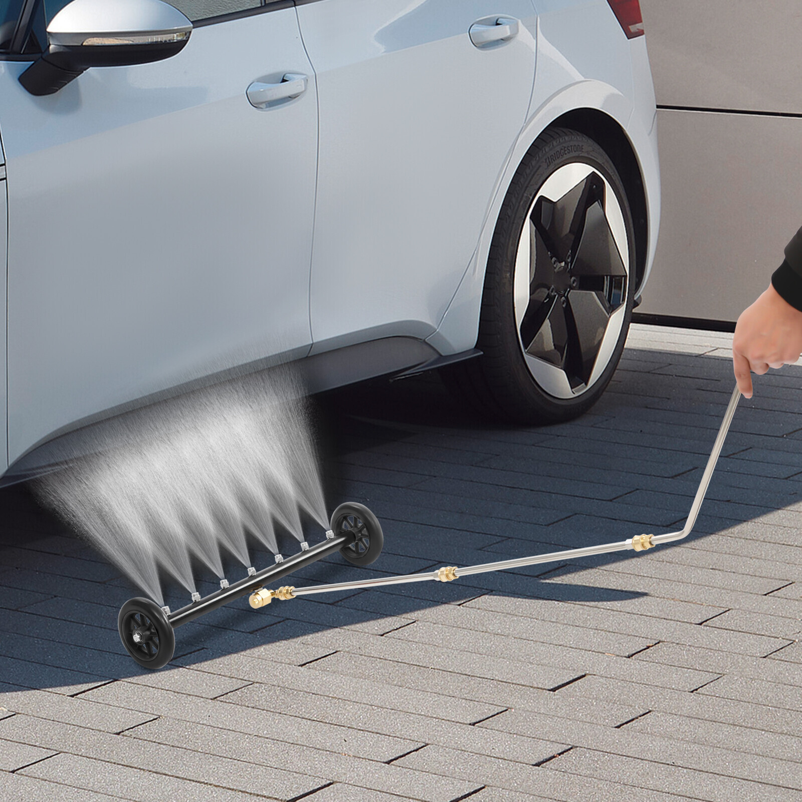 2-in-1 Undercarriage Pressure Washer Attachment Cleaner Water Broom 7 Nozzles