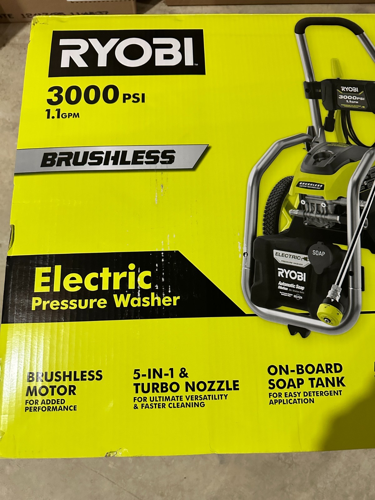 *NEW* RYOBI RY143011VNM 3000 psi Brushless Elecric Pressure Washer w/ Soap Tank