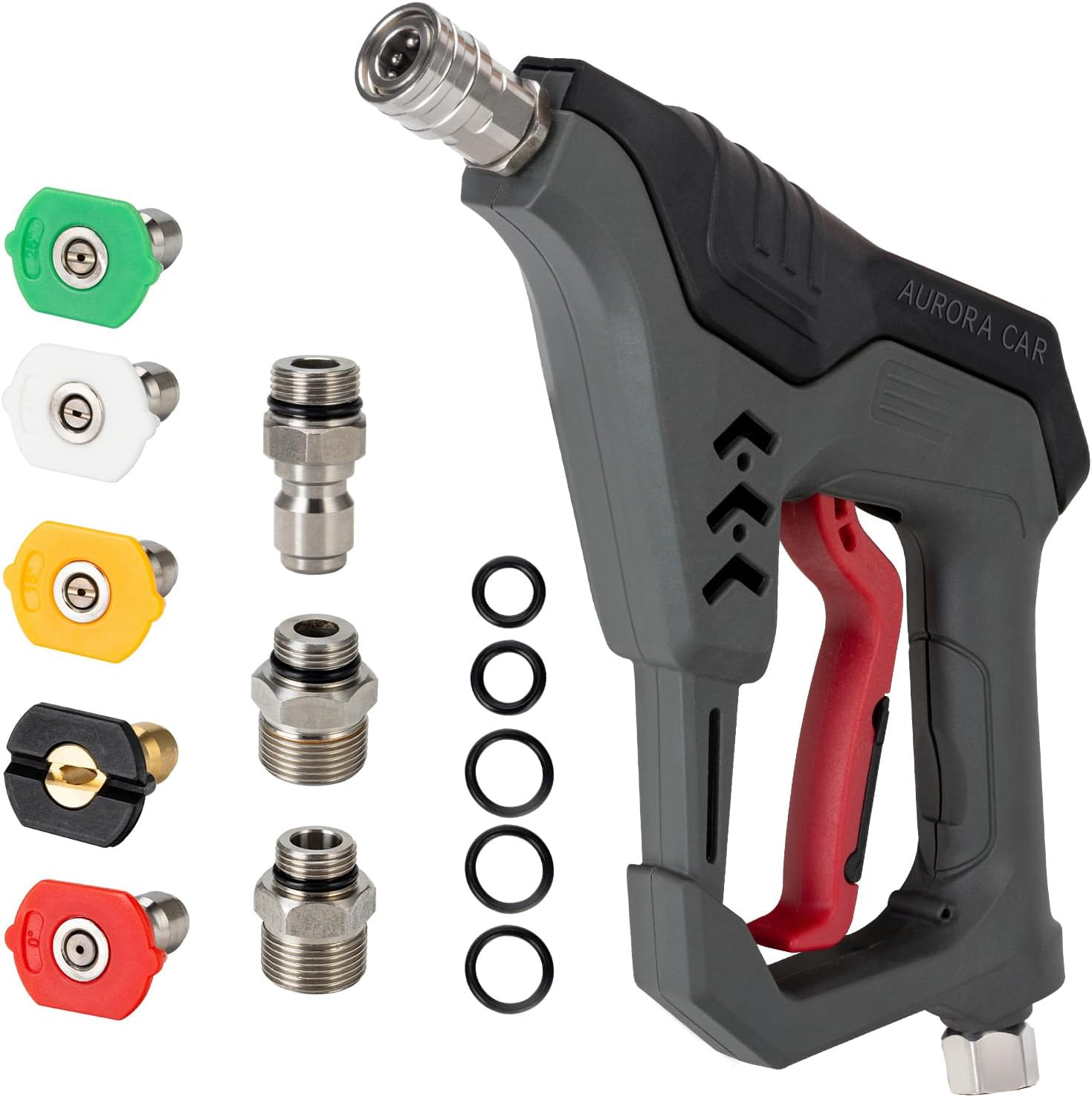 Pressure Washer Short Gun, Commercial 5000 PSI 12 GPM 5 Spray Nozzle Tips, 3/8″
