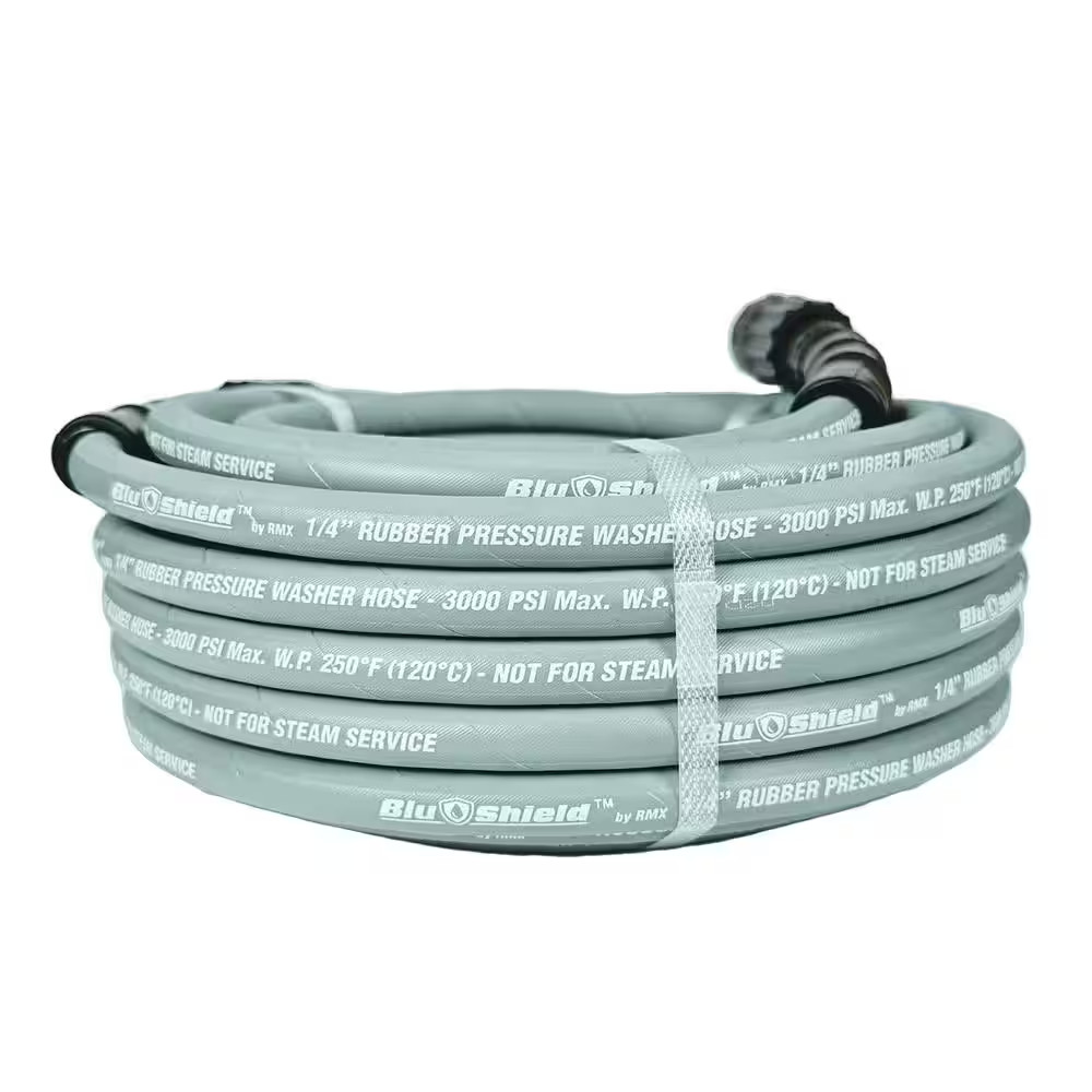 1/4 In. X 50 Ft. 3000 PSI Rubber Pressure Washer Hose, Non-Marking with M22 Fitt