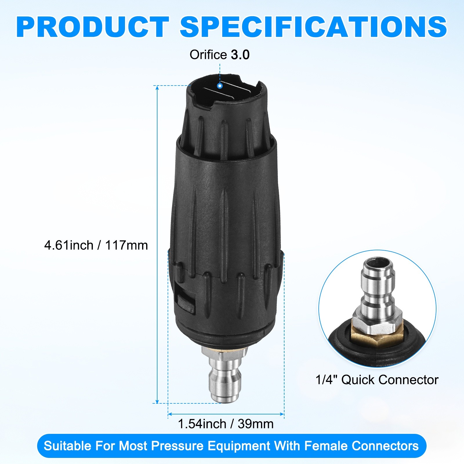 1-Pack Pressure Washer Tips, Adjustable Pressure Washer Nozzle, 3GPM [Black]