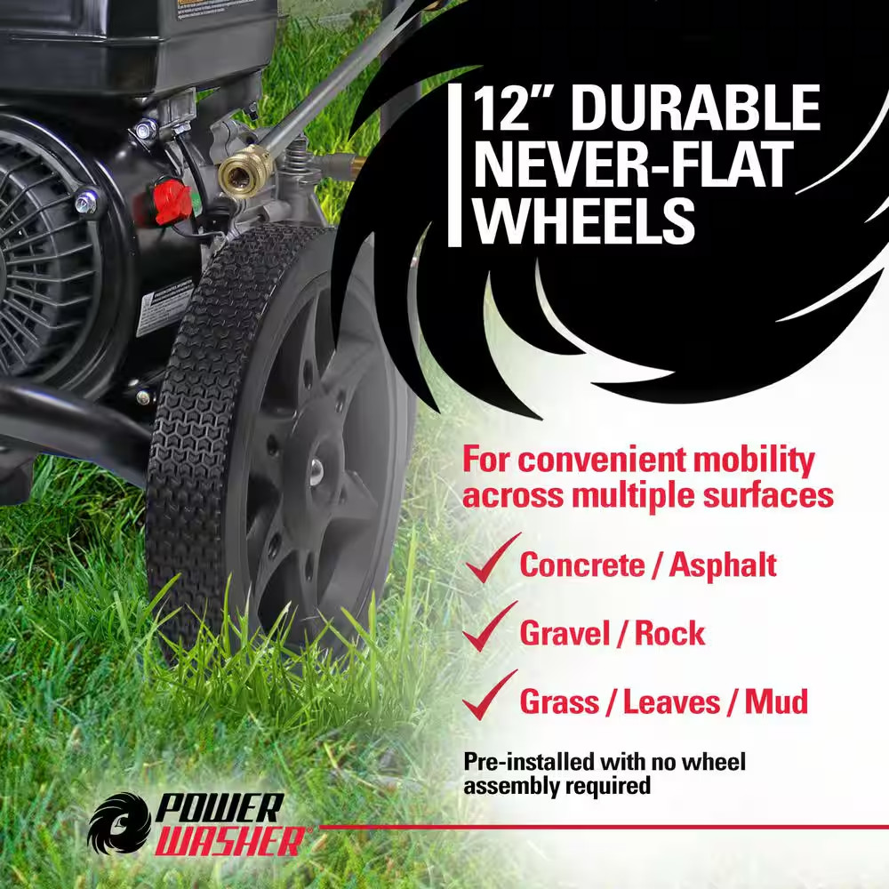 2900 PSI 2.4 GPM Gas Pressure Washer, Maintenance-Free Pump, Reliable Residentia