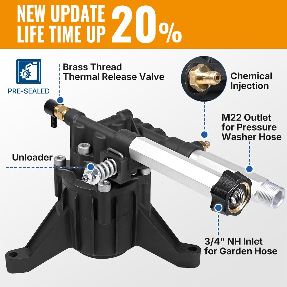 YAMATIC 7/8″ Shaft Vertical Pressure Washer Pump 3100 PSI Replacement Pump