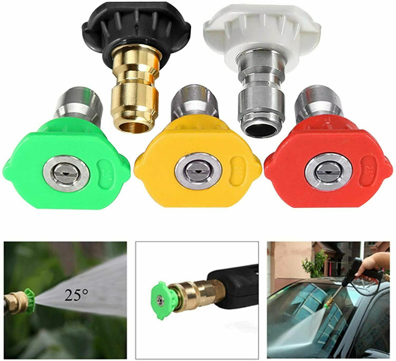 1/4″ Pressure Washer Spray Tips Nozzles High Power Kit Quick Connect Set
