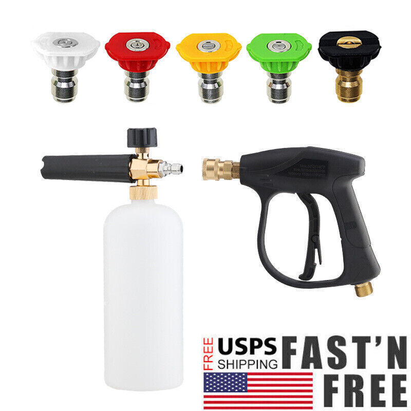 1/4″ Snow Foam Pressure Washer Gun Car Wash Soap Lance Cannon Spray Jet Bottle