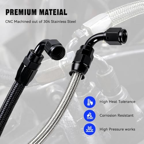 25Inch 6AN Power Steering Pump Hose Kit Compatible with Chevy C10 LS Swap