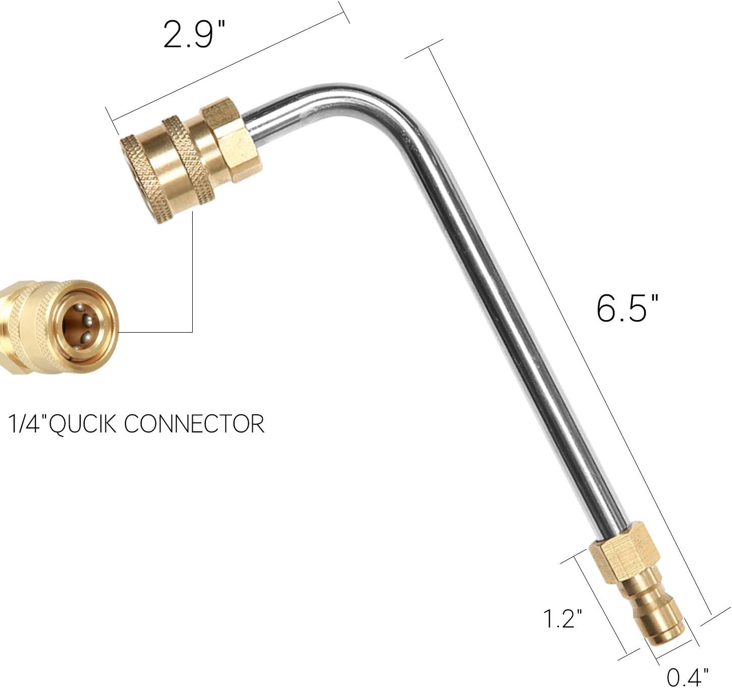 7 Inch 90 Degree Washer Extension Gutter Cleaner Attachment 1/4″ Quick Connect