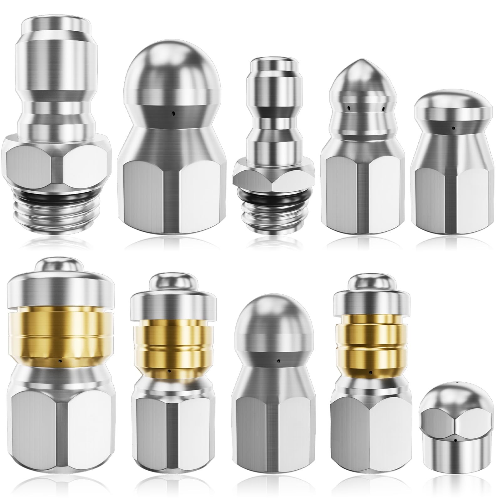 Jetter Heads Kit (Pack of 10) Jetter Nozzle Kit Rotating Button Drain Cleanin…