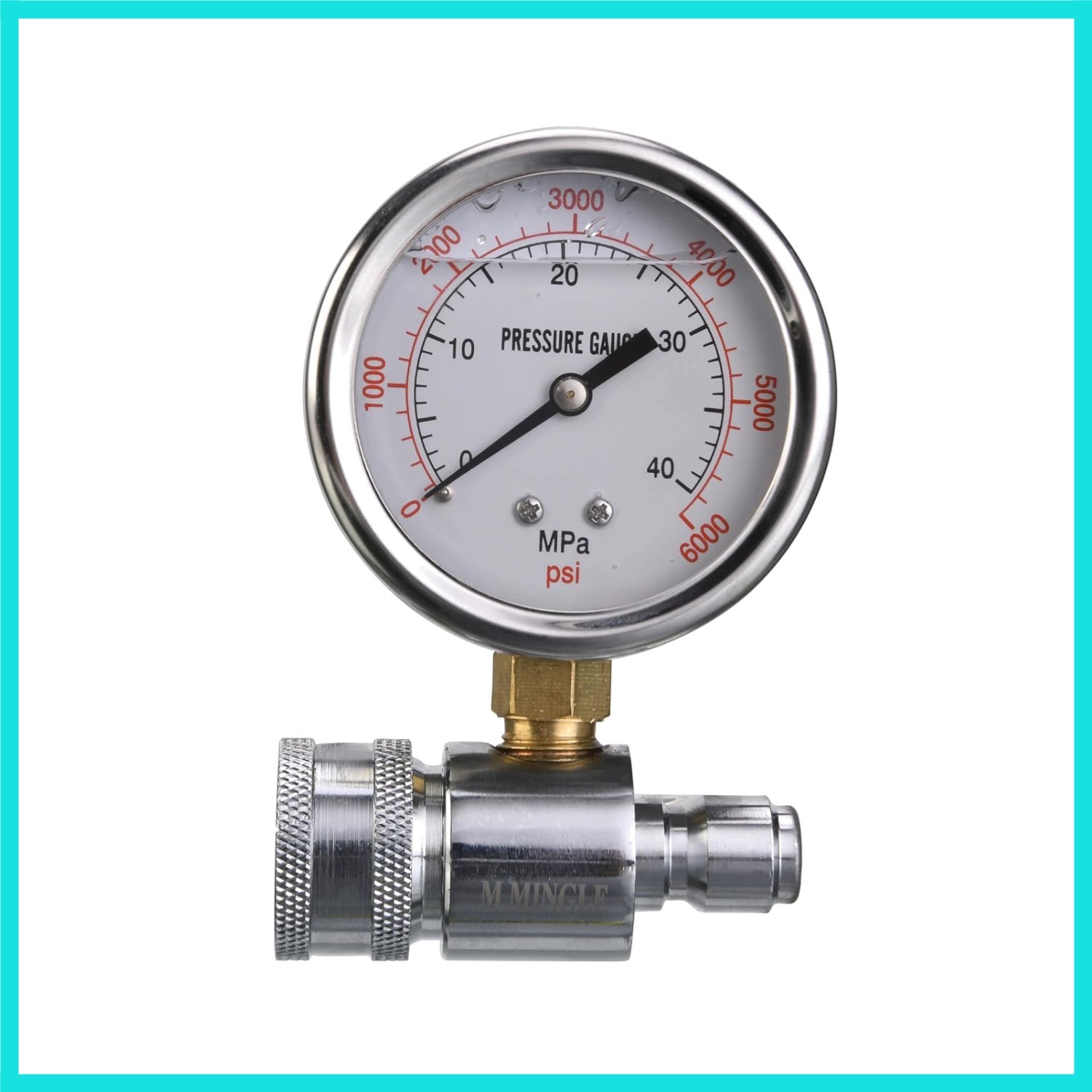 Pressure Washer Gauge Kit, 3/8 Inch Quick Connect, 6000 PSI