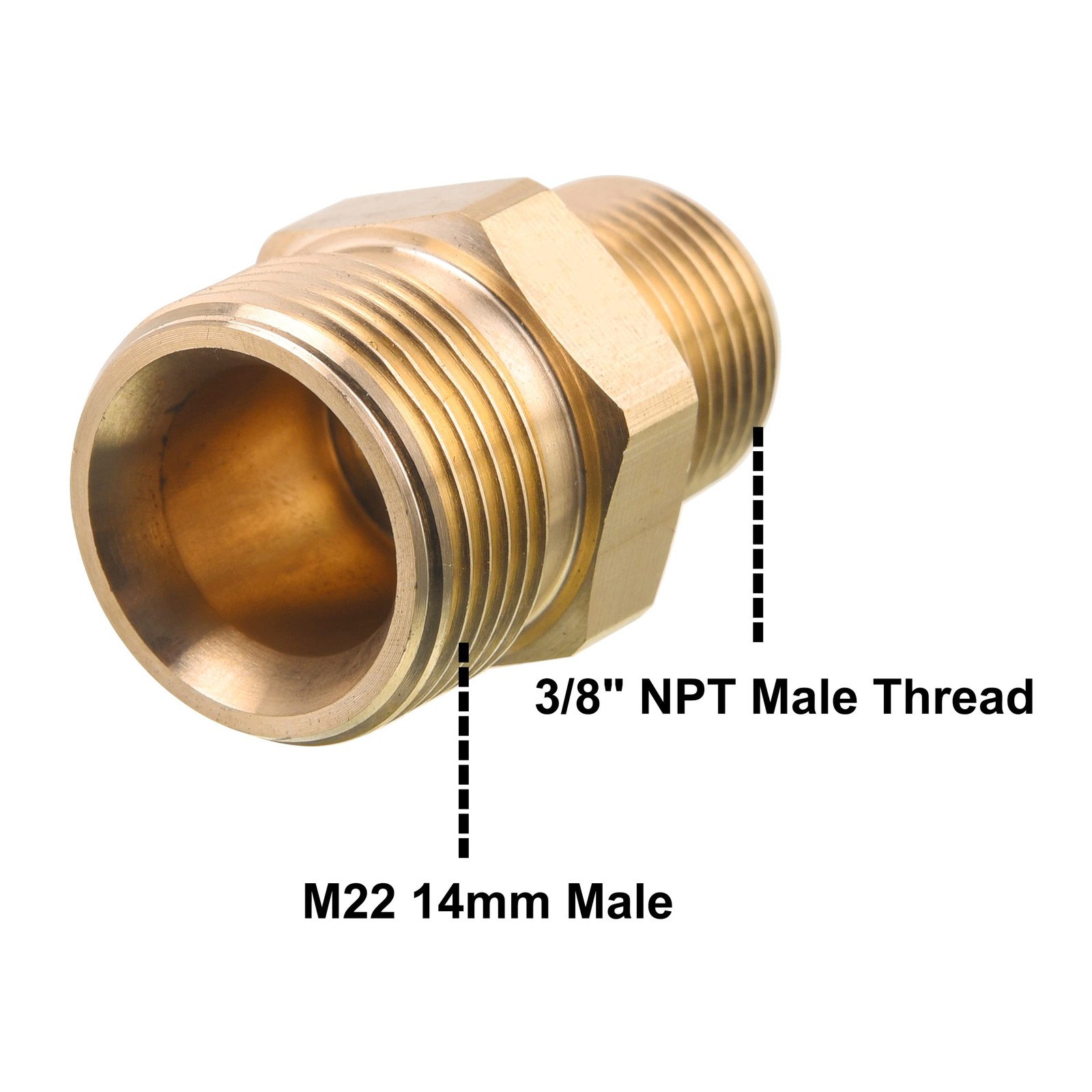 M MINGLE Pressure Washer Adapter, 3/8’’ NPT Male to M22 14mm Male, 4500 PSI
