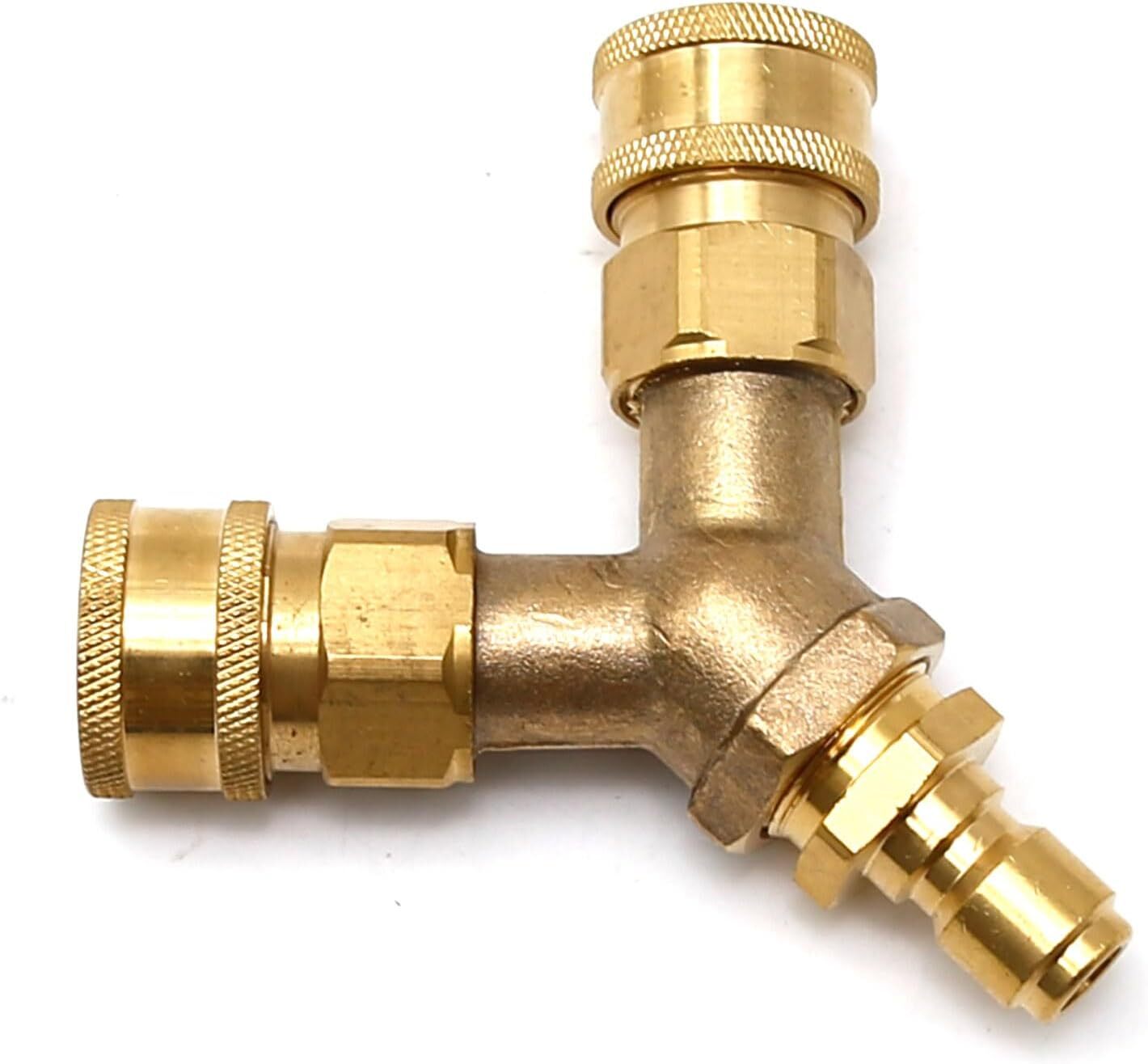 Pressure Washer Tee 3/8 Inch Fitting Splitter Coupler Quick Connect Two Gun t…