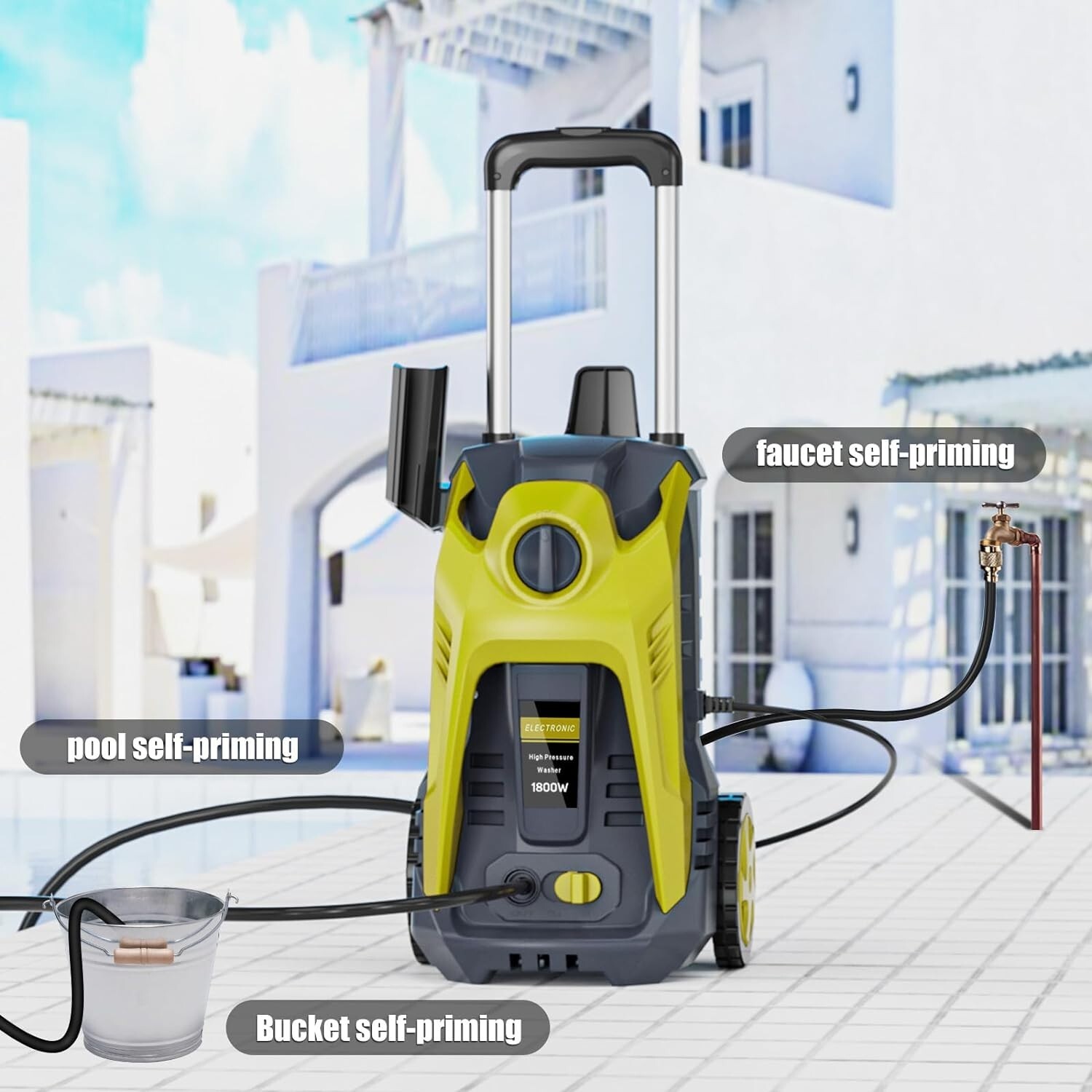 1200 PSI Electric Pressure Washer Powerful Car Cleaning Machine Quick Connect