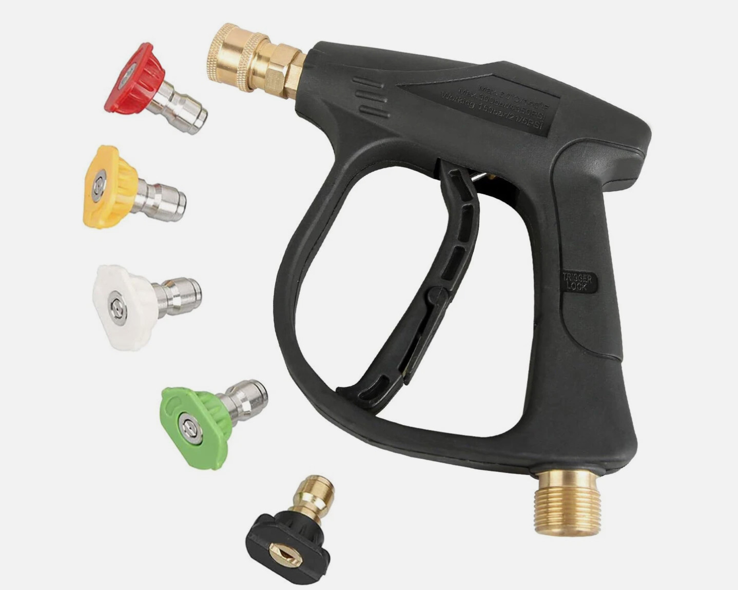 1/4″ High Pressure Washer Gun 4000 PSI Car Wash Foam Spray Short Wand w/5 Nozzle