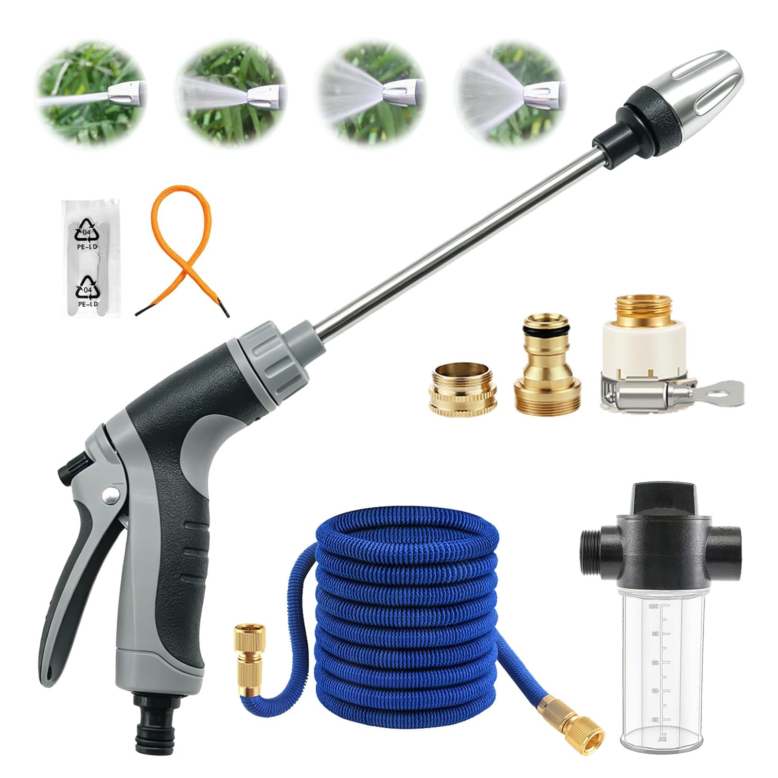 High Pressure Hose Nozzle, Pressure Washer Gun with 4 Spray Modes, Adjustable…