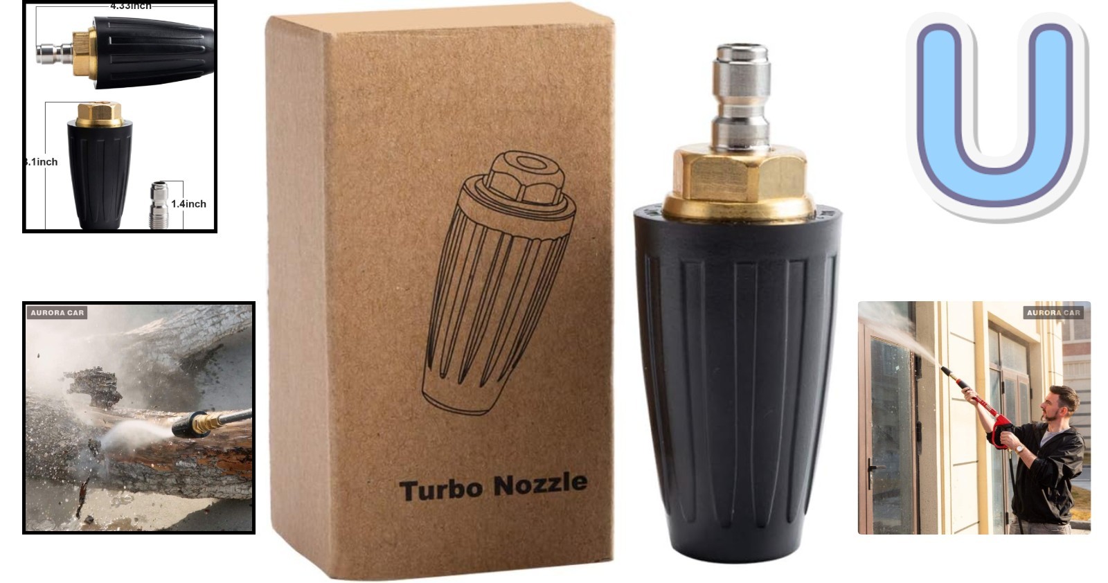 Professional Turbo Nozzle for Pressure Washers: Strong 4000 PSI Cleaning Power