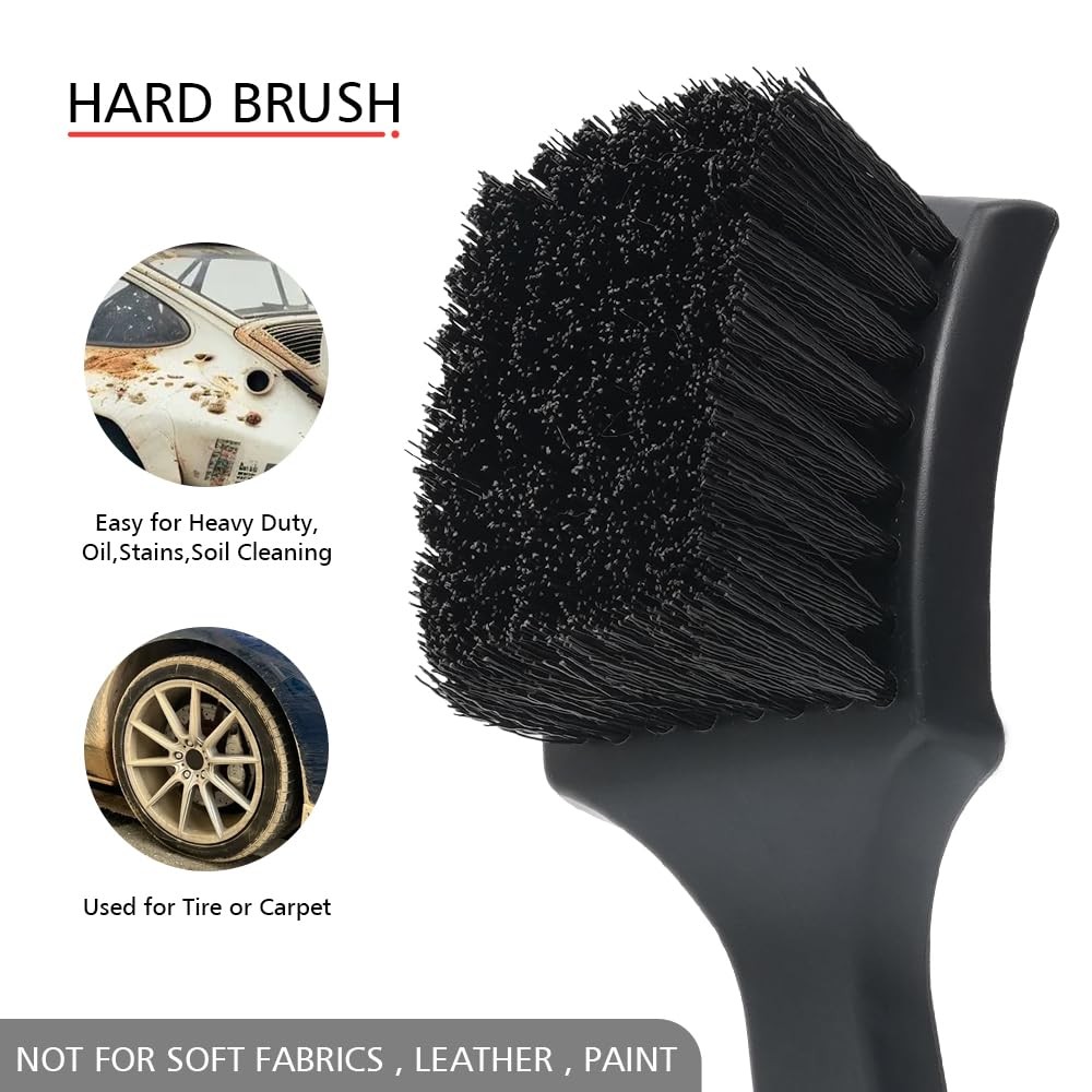 pulwury 9pcs Detailing Brush Set,Interior Cleaning Black, Red, Yellow