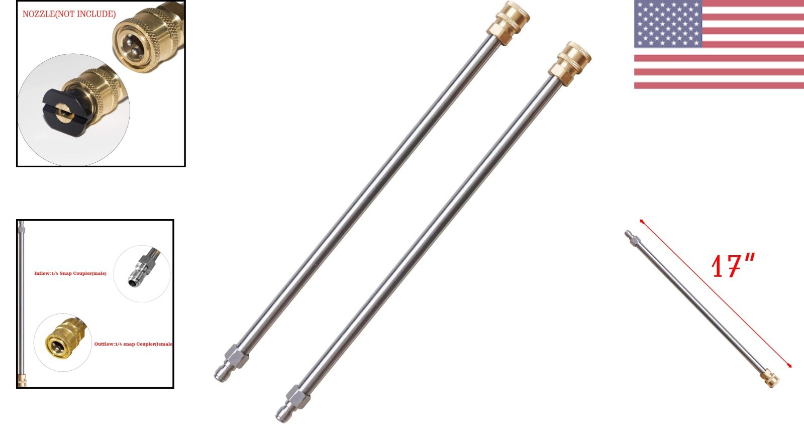 Durable 2-Pack Stainless Steel Extension Wand Set – Compatible with Most Brands