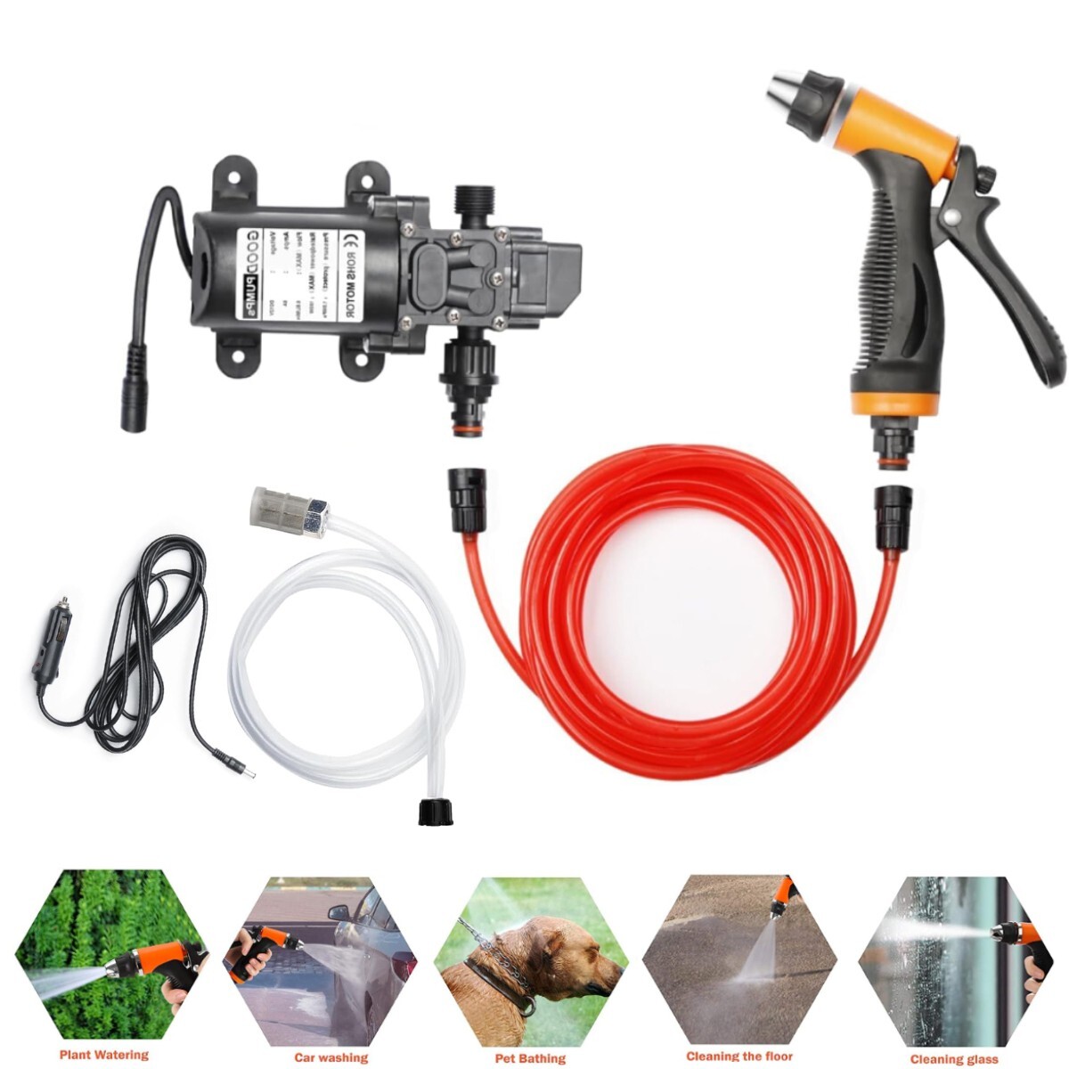 12V 160PSI Washdown Wash Pump Kit Electric DIY Car Washer Cleaner Sprayer Tool#