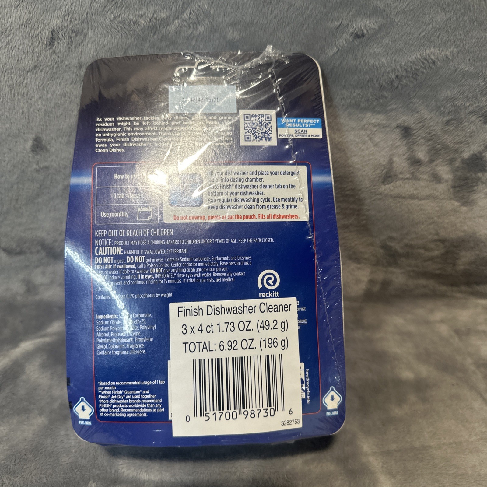Finish In-Wash Dishwasher Cleaner Tabs – 3 Count (Pack of 4) =12 Dishwasher Care
