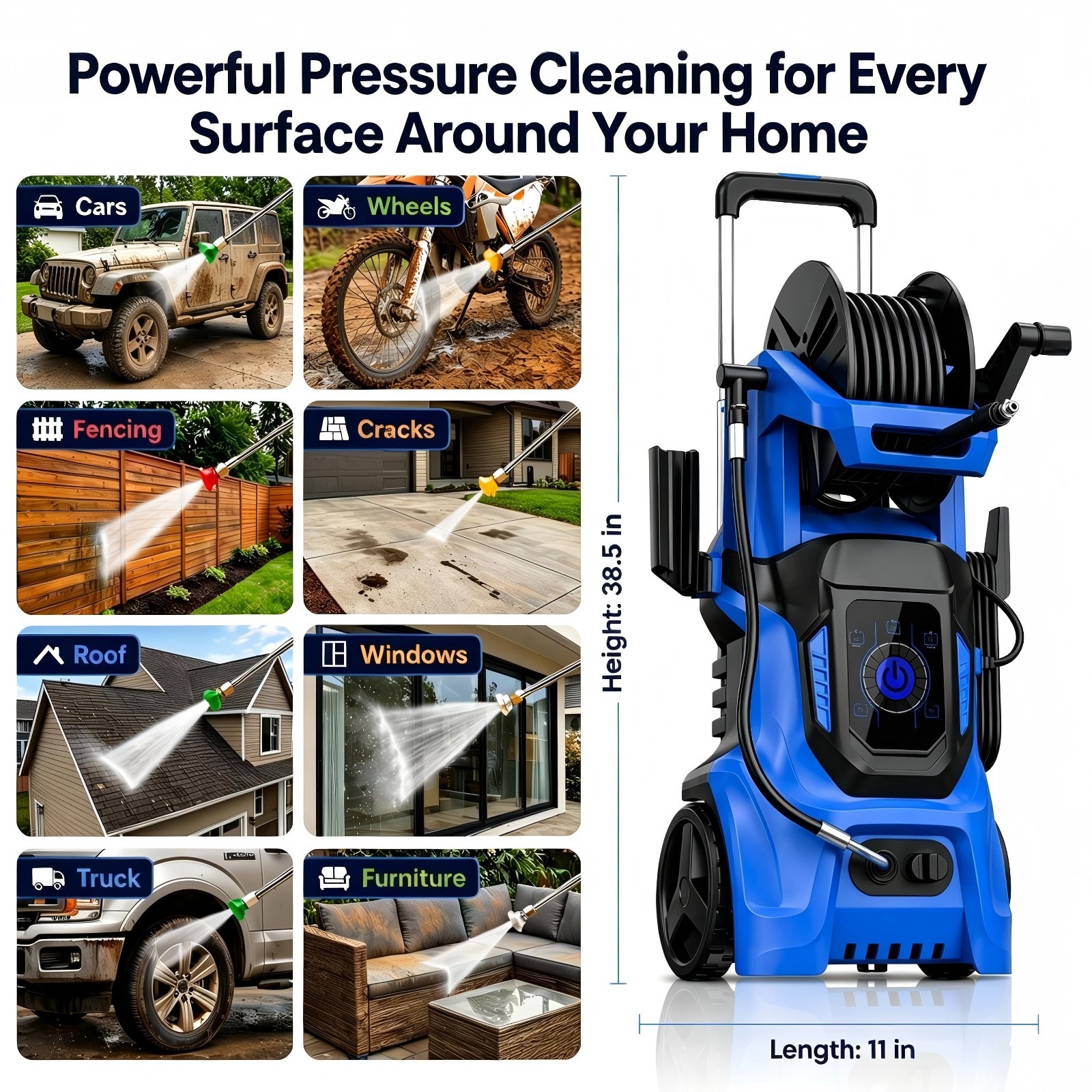 Electric Pressure Washer 5000PSI 2.65GPM, 15 Level Adjustable Touch Screen