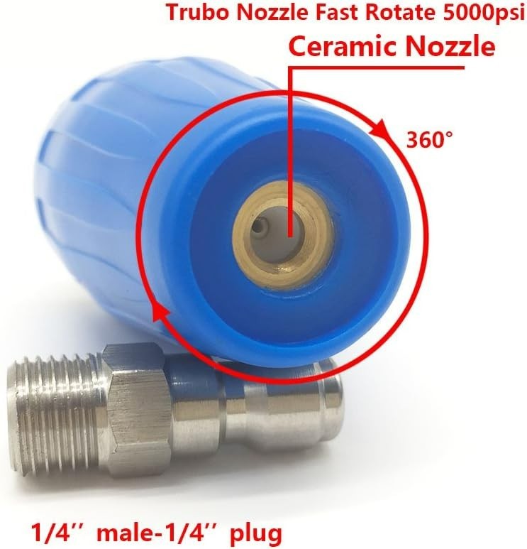 Turbo Nozzle Pressure Washer Accessories 360° Rotating Spray, 5000 Psi, 7.8 G…