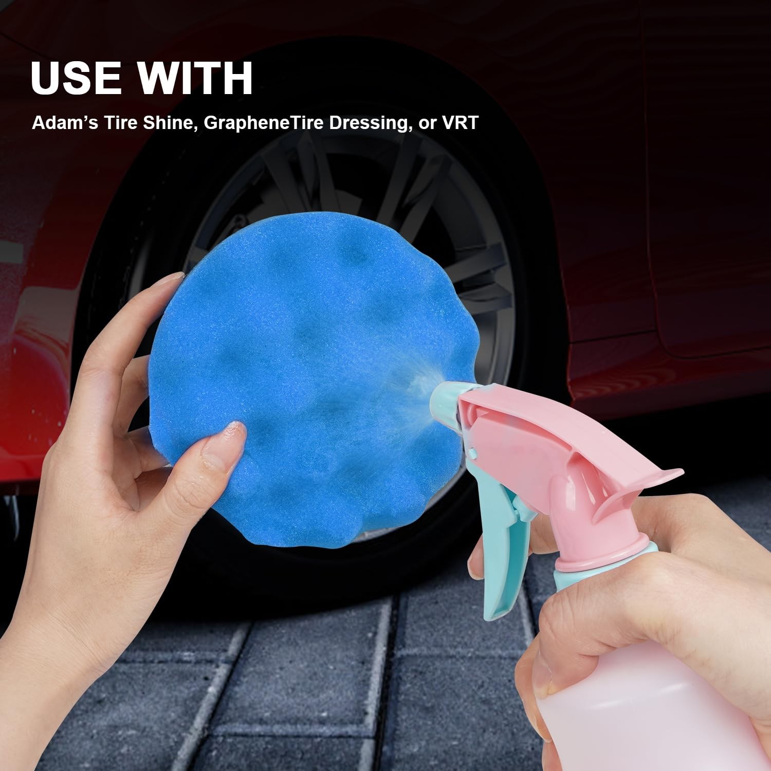 Large Tire Shine Applicator Pads 2 Pack Reusable Car Cleaning Tools