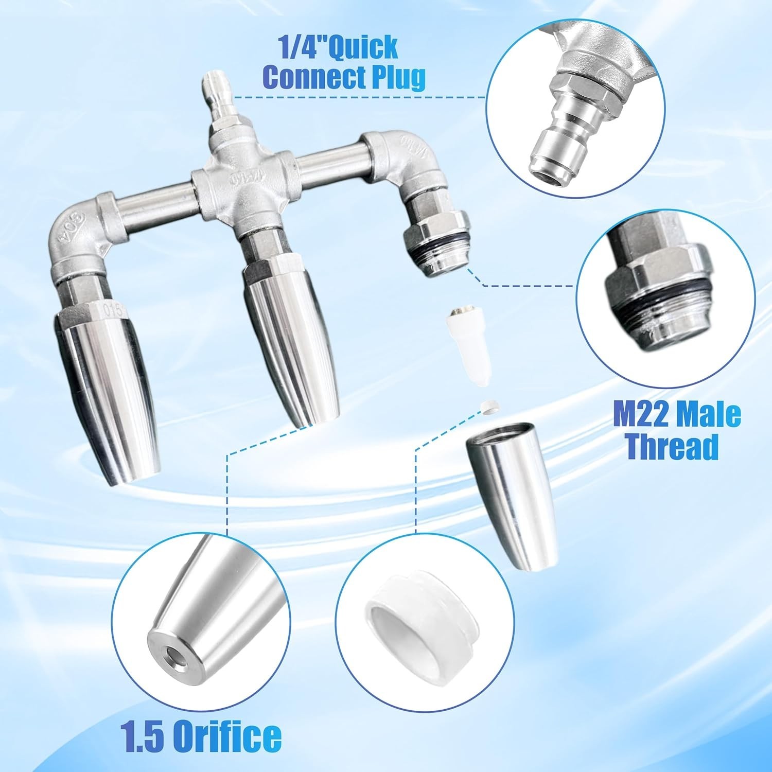 Triple Turbo Nozzle Pressure Washer, Stainless Steel 360° Rotating Turbo Tip …