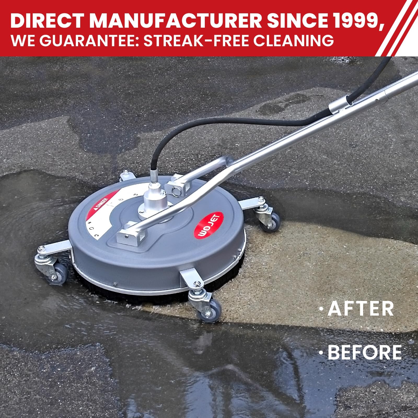 WOJET 18” Pressure Washer Surface Cleaner with 4 Wheels & Dual Handles, 4500P…