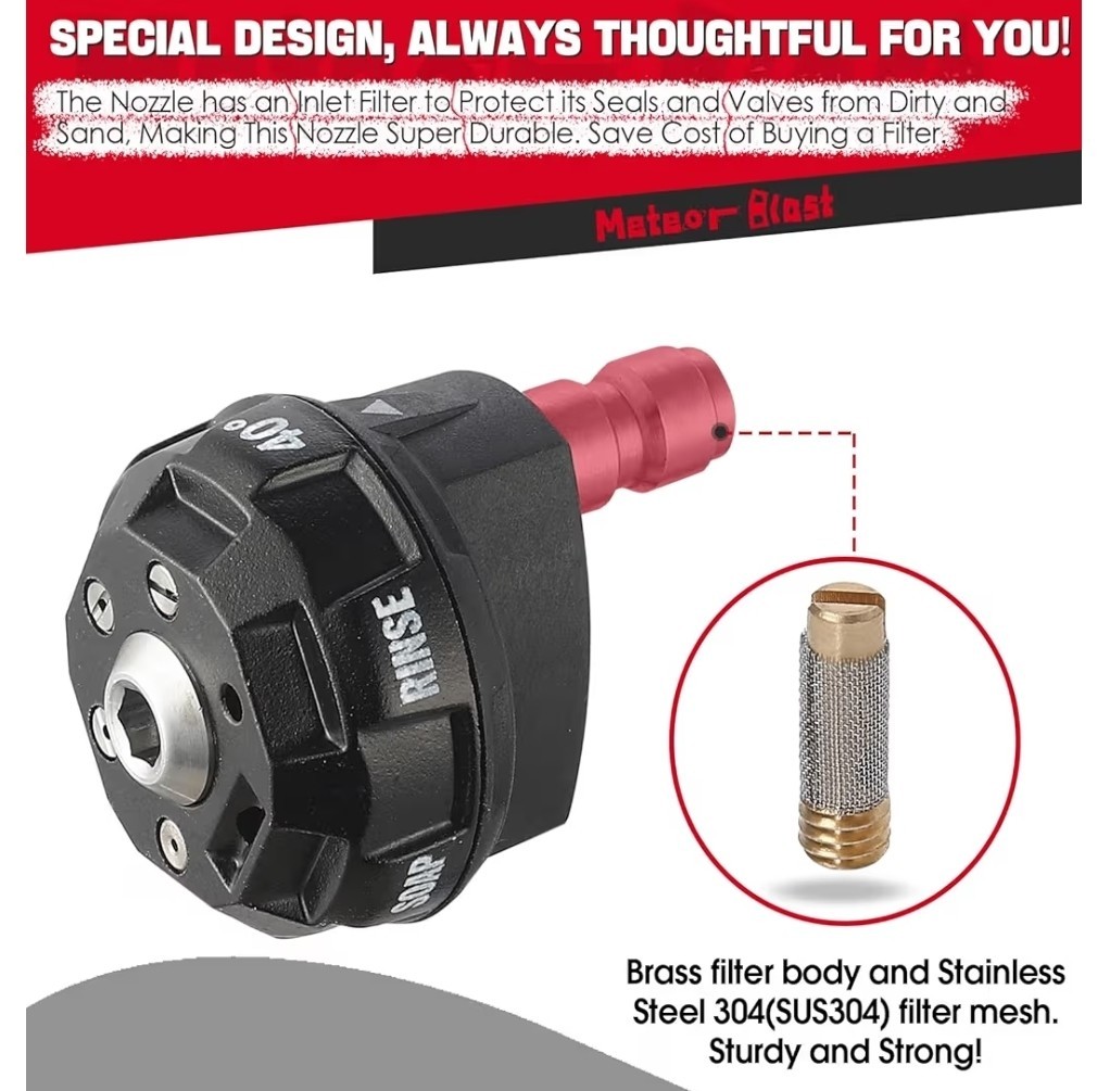 Meteor Blast 6 in 1 Pressure Washer Nozzle Tip Mutiple Degree Orifice 2.5