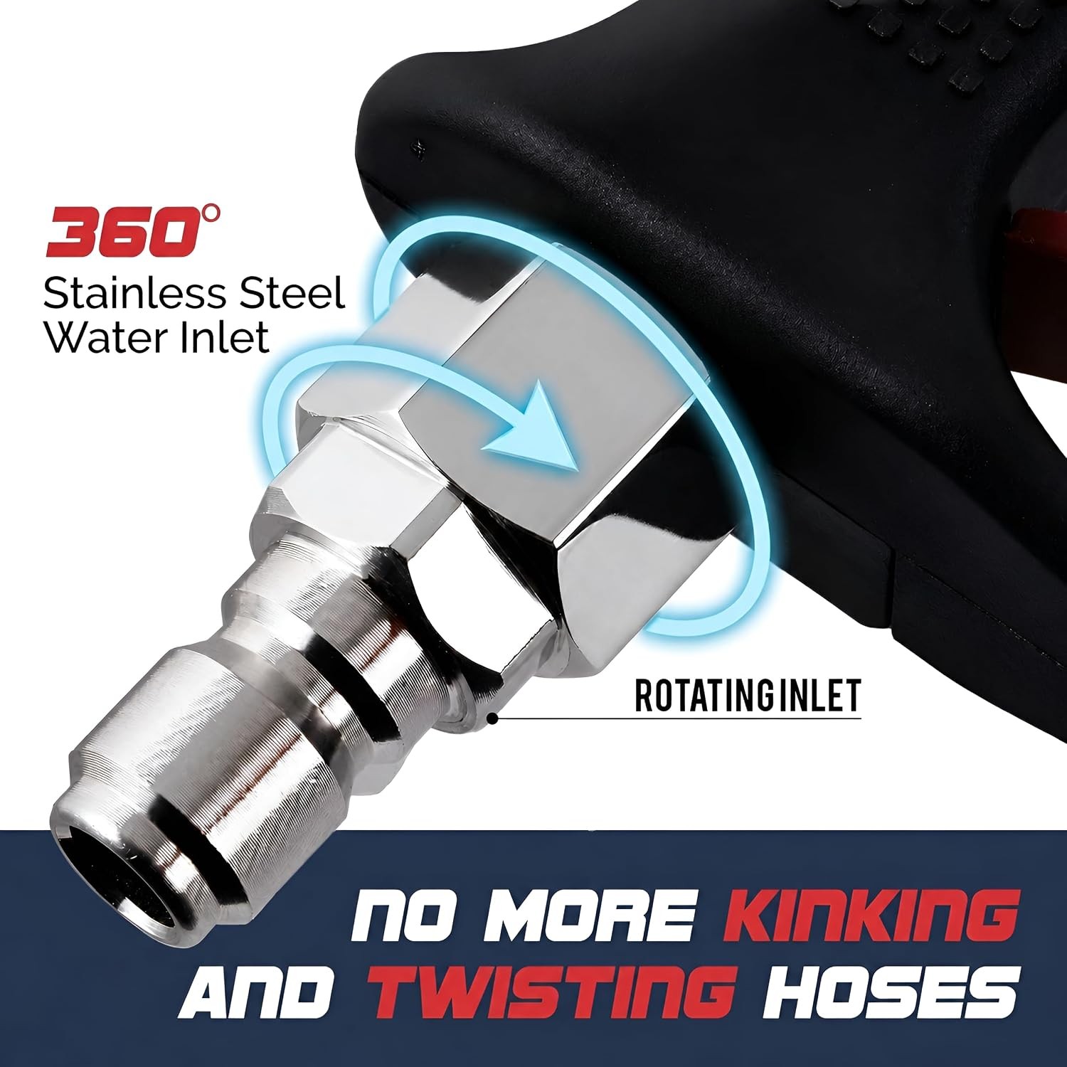 Pressure Washer Gun 4000 PSI Short Power Washer Gun | 360° Swivel, 3/8″ Quick Co
