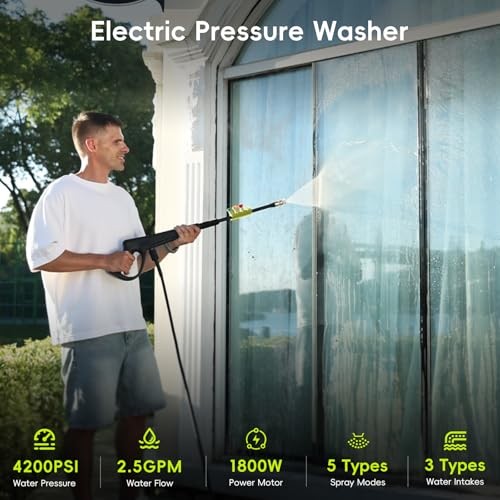 Portable High Pressure Washer 4 Nozzle Green Car Patio