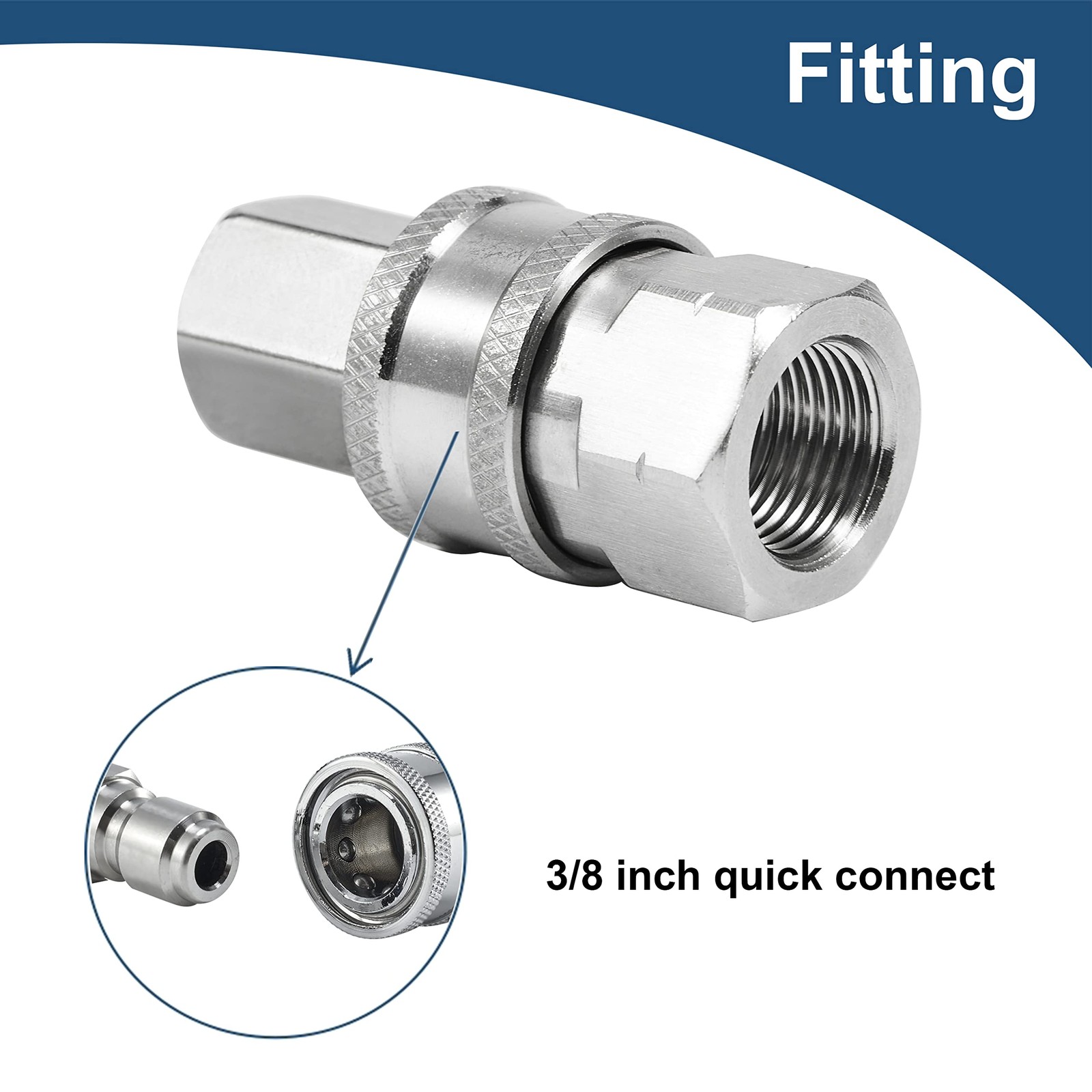 Raincovo Pressure Washer Quick Connect Fittings, 3/8 Inch Adapter Set, Stainless