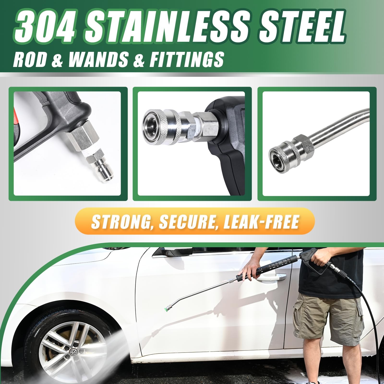 Pressure Washer Gun Wand with Swivel, Durable 304 Stainless Steel Extension L…
