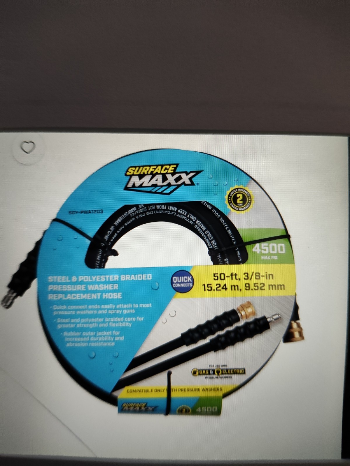 Surface Maxx Pressure Washer Accessories Replacement Hose With Heliwoo Wand