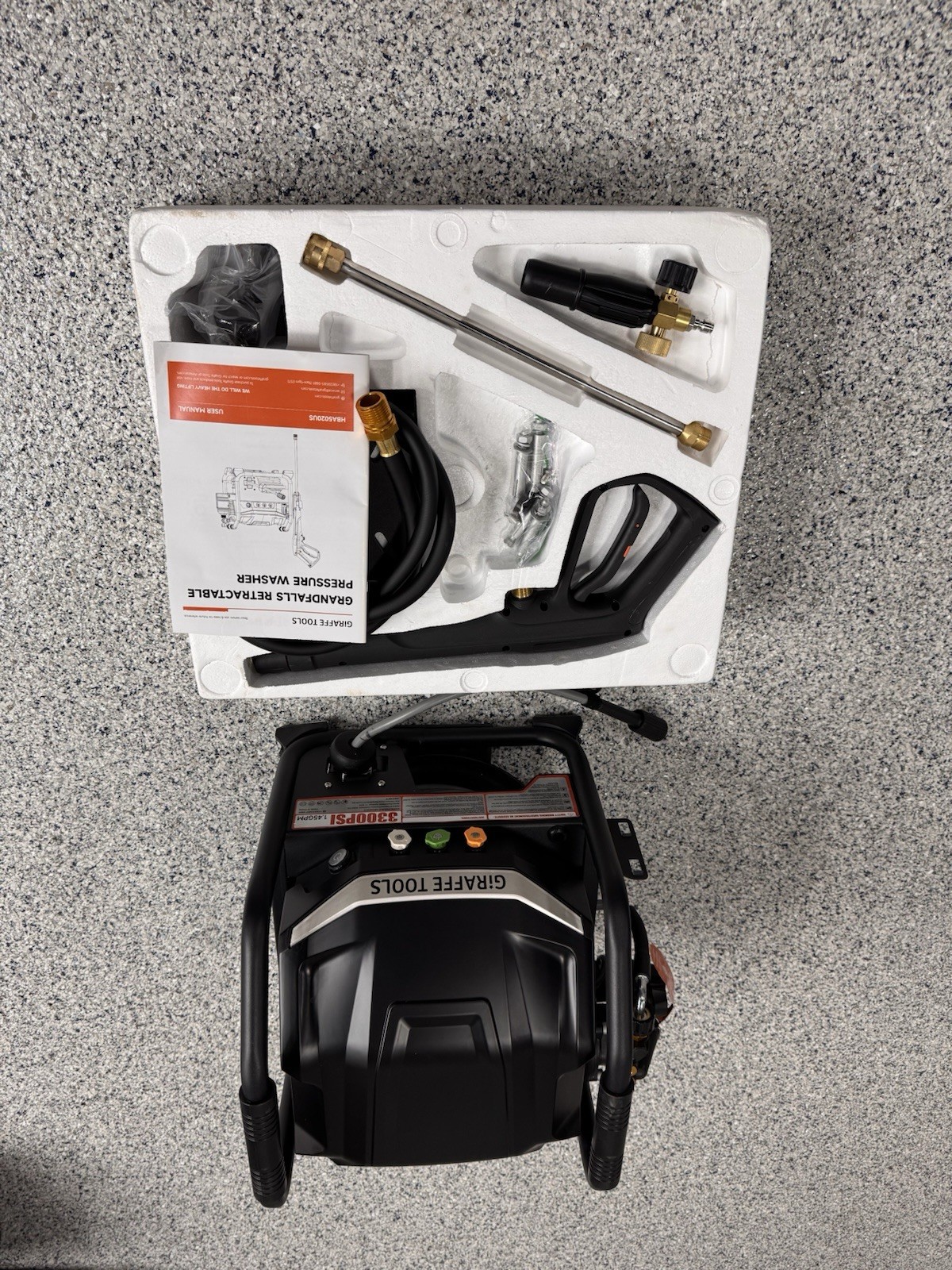 Crossfalls Retractable Pressure Washer Max, 3000PSI, 1.45GPM, 1800W Induction Mo