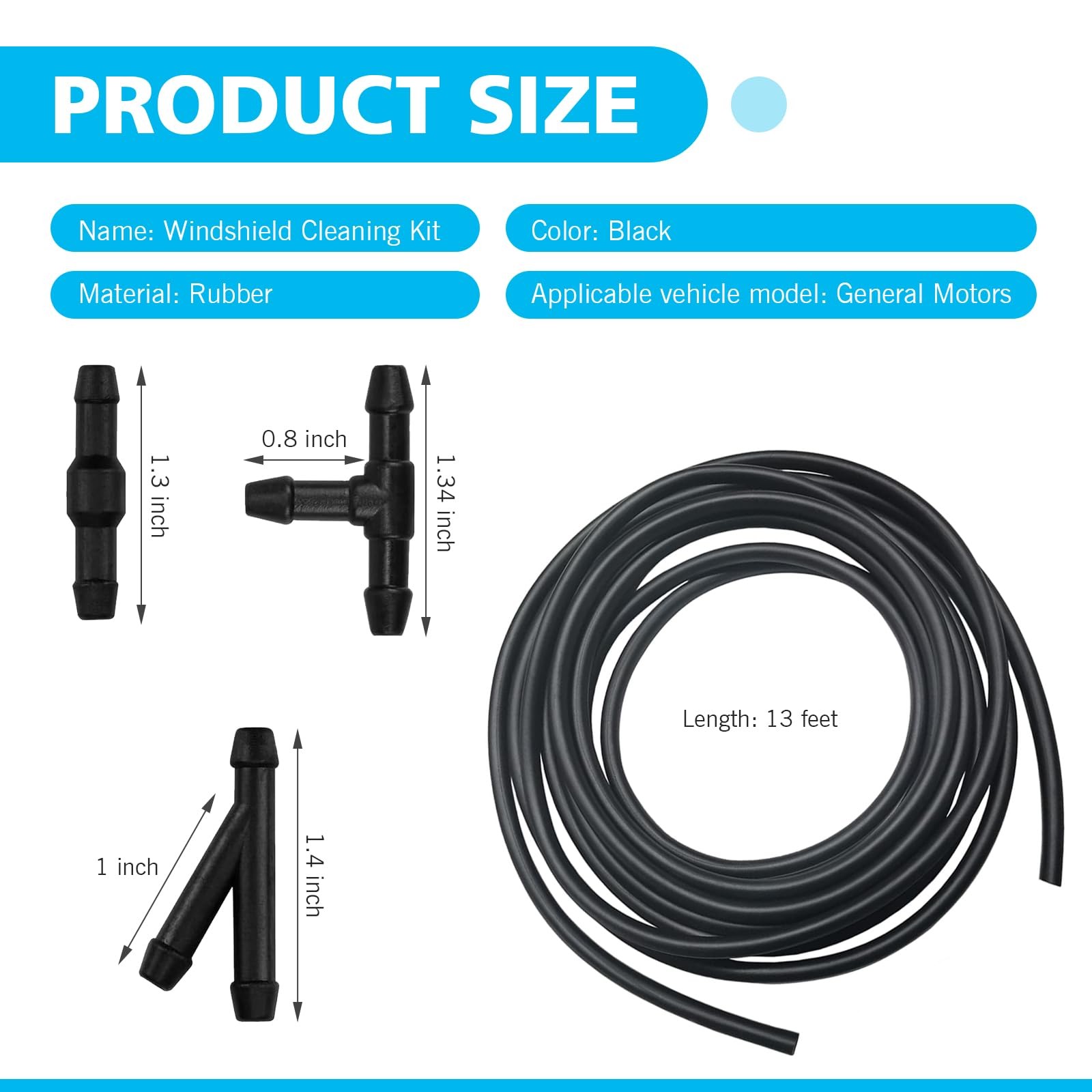 Dogary 30 PCS Car Windshield Washer Hose Kit, T-type I-type Y-type Black