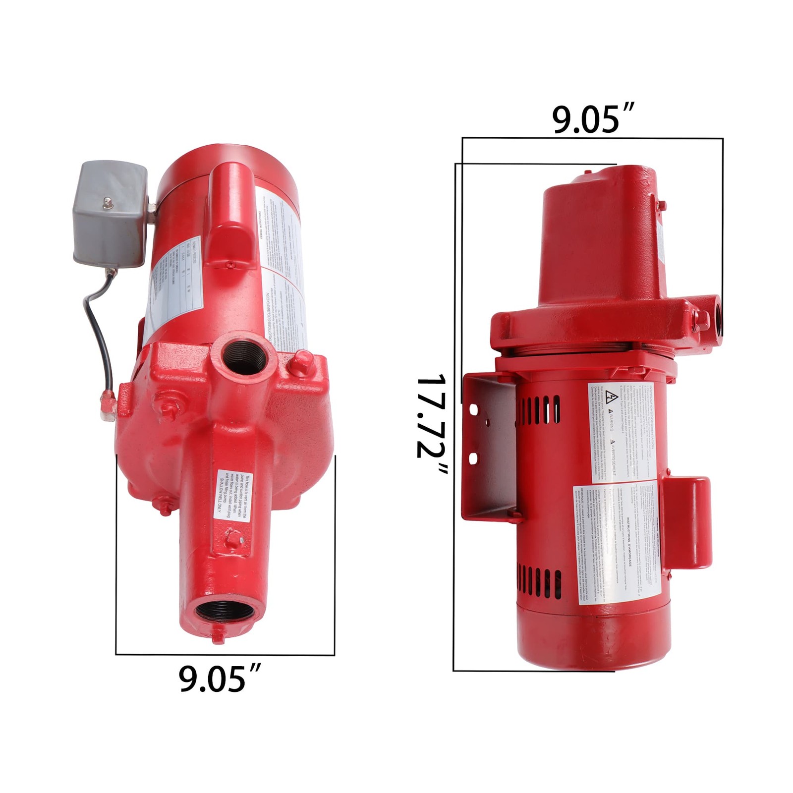 Cast Iron Shallow Well Jet Pump 1 HP 23 GPM Dual Voltage 115/230 Volt Red 602208