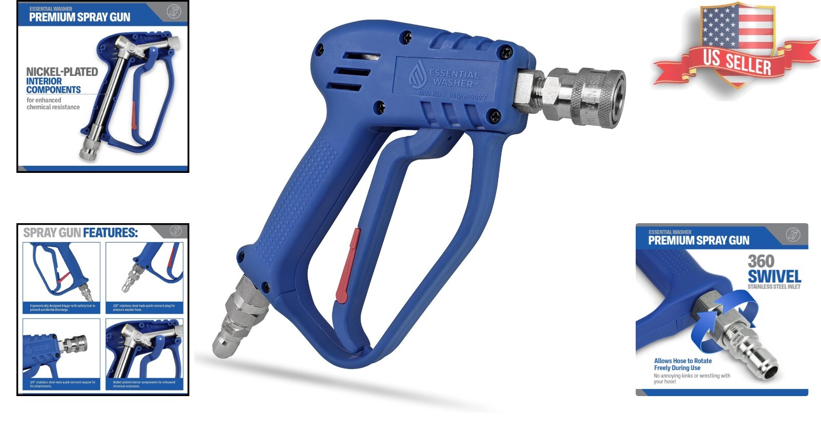 Reliable Compact Pressure Washer Gun – Stainless Steel Swivel – Stubby Design