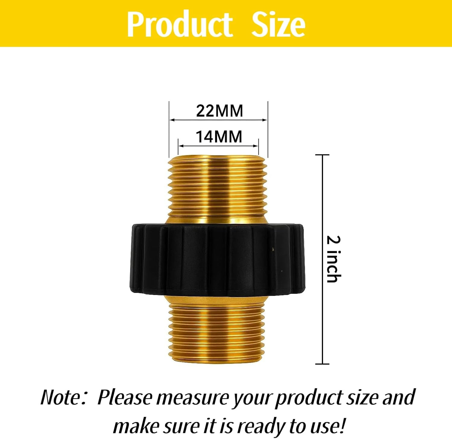 Gekufa M22 14Mm Pressure Washer Hose Connector, M22-14Mm Male-To-Male Adapter, 5