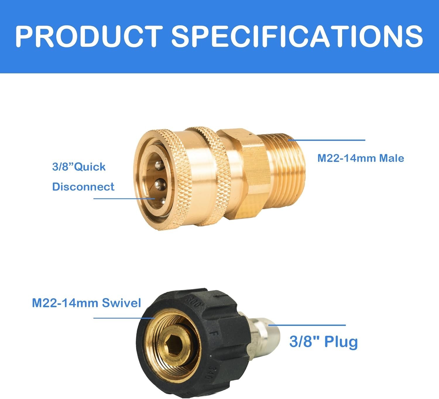9-Pack Pressure Washer Adapter Set: M22 Quick Disconnect for Optimal Cleaning