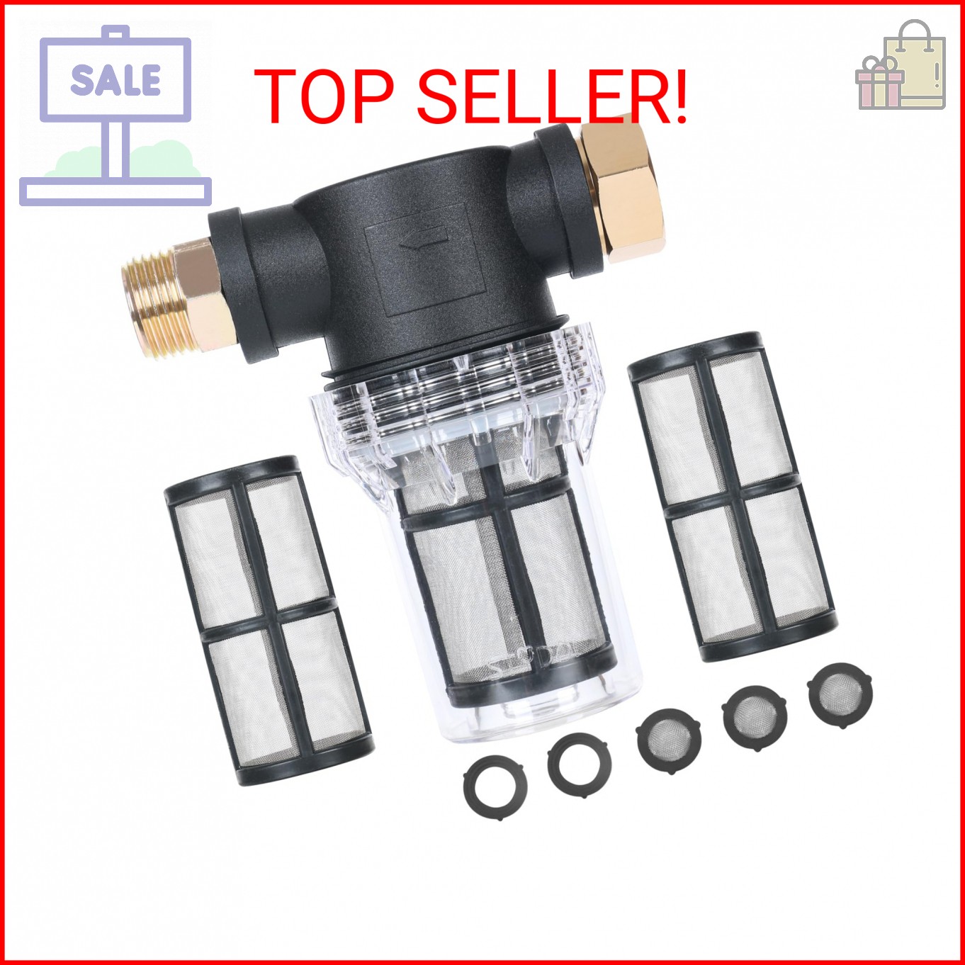 STYDDI in-line Garden Hose Water Filter for Well Water, Line Hose Water Sediment